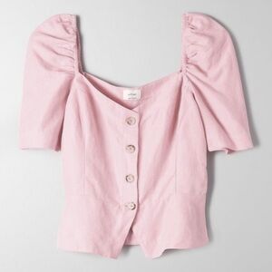 Aritzia Janine Linen Top in Baby Pink size XS